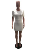 SC Solid Short Sleeve Slim Mini Dress SHA-6236