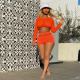 SC Solid Grid Breathable Long Sleeve 2 Piece Shorts Set MEM-8360