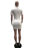 SC Solid Short Sleeve Slim Mini Dress SHA-6236
