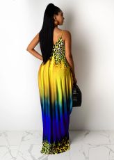 SC Leopard Gradient Printed Pocket Strap Maxi Dress MIL-222