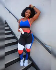 SC Contrast Color Fitness Two Piece Pants Set XYF-9105