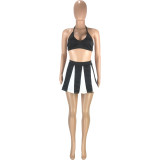 SC Sexy Halter Patchwork Mini Skirt 2 Piece Sets MEI-9182