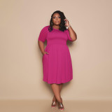 SC Plus Size Solid Short Sleeve Midi Dress BMF-PP060