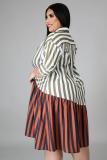 SC Plus Size Striped Patchwork Shirt Dress Without Belt BMF-PP058