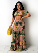 SC Floral Print Crop Top Long Skirt 2 Piece Sets SFY-MM002