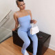 SC Solid Sleeveless Spaghetti Strap Split Jumpsuit GLF-8147