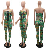 SC Sexy Printed Off Shoulder Strapless 2 Piece Pants Set MAE-2095