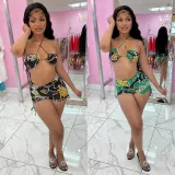 SC Sexy Printed Halter Two Piece Shorts Set MAE-2096