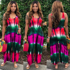 SC Tie Dye Print Sleeveless Wide Leg Jumpsuit SH-390141