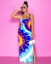 SC Sexy Printed Split Backless Cross Strap Maxi Dress SXF-2119