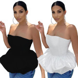 SC Sexy Solid Off Shoulder Strapless Peplum Top ANNF-6085