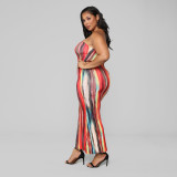 SC Plus Size Sexy Printed Off Shoulder Strapless Long Dress SH-390139