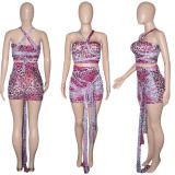 SC Sexy Leopard Bandage Two Piece Skirt Sets SH-390138