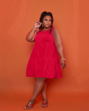 SC Fashion Casual Plus Size Solid Color Sleeveless Dress YSYF-7523