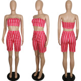 SC Sexy Stripes Breast Wrap Shorts Two Piece Sets YFS-603