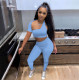 SC Sexy Solid One Shoulder Backless 2 Piece Pants Set YIBF-6084