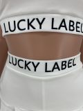 SC LUCKY LABEL Letter Print Slim Sports Tank Top And Culottes Two Piece Sets CYAO-009