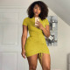 SC Solid Short Sleeve Ruched Slim Mini Dress WSYF-5876