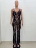 SC Sexy Lace See Through Ruffled Flared Jumpsuit XYKF-9286