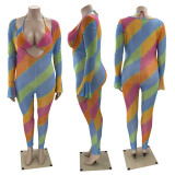SC Sexy Plus Size Mesh Print Jumpsuit + Bra MOF-6629