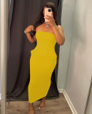 SC Fashion Solid Color Tube Top Long Dress AWN-5223