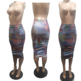 SC Plus Size Sexy Printed Slim Midi Skirt BLI-2364