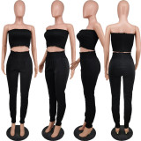 SC Solid Tube Top And Pants Two Piece Sets ANNF-6086