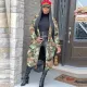 SC Plus Size Camo Print Full Sleeve Long Coat SH-3726