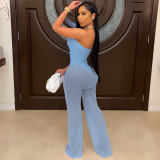 SC Fashion Sexy Solid Color Tube Top Mesh Jumpsuit YS-8804