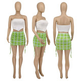 SC Fashion Casual Plaid Print Skirts Set WMEF-2063