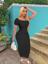 SC Solid Sexy One Shoulder Slim Maxi Dress YFS-2038