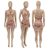 SC Fashion Sexy Print Hollow Mini Dress WMEF-2066