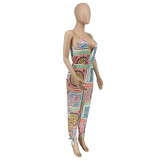 SC Fashion Casual Print Sling jumpsuit (With Belt) WMEF-2068