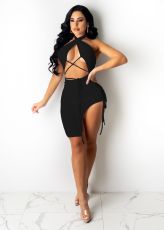 SC Sexy Halter Hollow Out Split Club Dress SHA-96239