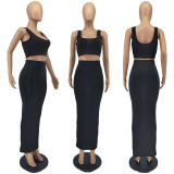 SC Solid Tank Top Long Skirt Two Piece Sets WSM-5253