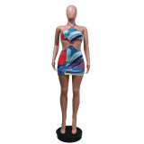 SC Printed Halter Fashion Sexy Mini Dress YUEM-608