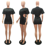 SC Fashion Solid Color Cutout Zipper Mini Dress MAE-2099