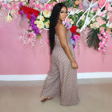 SC Polka Dot Print Sleeveless Strap Wide Leg Jumpsuit BDF-8082