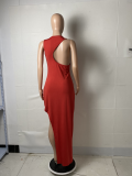 SC Fashion Slit Backless Solid Color Sleeveless Dress YFS-10008