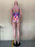 SC Sexy Printed One-Piece Swimsuit+Long Cloak 2 Piece Sets OLYF-6066