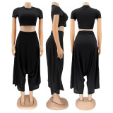 SC Solid Crop Top And Loose Harem Pants 2 Piece Sets SFY-2112