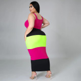 SC Plus Size Contrast Color Sleeveless Long Dress SFY-2114