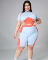 SC Plus Size Casual Sports T Shirt And Shorts 2 Piece Suits XYF-9108