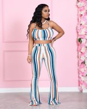 SC Colorful Striped Cami Top Flared Pants 2 Piece Sets LSF-91163