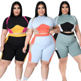 SC Plus Size Casual Sports T Shirt And Shorts 2 Piece Suits XYF-9108