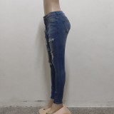 SC Fashion All-match High Waisted Ripped Skinny Jeans HSF-2442