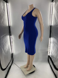 SC Plus Size Solid Sleeveless Bodycon Midi Dress LP-6298