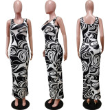 SC Fashion Sexy Print Slim Long Dress WY-6824