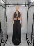 SC Sexy Solid Halter Maxi Skirt Two Piece Sets MTY-6556