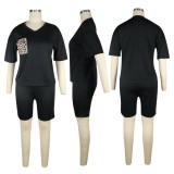 SC Casual V Neck T Shirt And Shorts 2 Piece Sets TE-3978